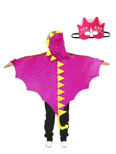 Jackolume Dinosaurier-Kostüm für Kinder, Jungen, Mädchen, Flugsaurierflügel, Umhang und Masken, Halloween, Geburtstag, Cosplay, Zubehör, Tier-Dino-Drache, Kostüm Jackolume Dinosaurier-Kostüm für Kinder, Jungen, Mädchen, Flugsaurierflügel, Umhang und Masken, Halloween, Geburtstag, Cosplay, Zubehör, Tier-Dino-Drache, Kostüm von Jackolume