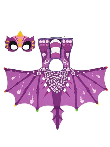 Jackolume Dinosaurier-Kostüm für Kinder, Jungen, Mädchen, T-Rex-Flügel, Umhang und Masken, Halloween, Geburtstag, Karneval, Cosplay, Zubehör, Tier-Dinosaurier-König, Kostüm-Outfit Jackolume Dinosaurier-Kostüm für Kinder, Jungen, Mädchen, T-Rex-Flügel, Umhang und Masken, Halloween, Geburtstag, Karneval, Cosplay, Zubehör, Tier-Dinosaurier-König, Kostüm-Outfit von Jackolume