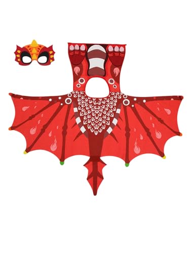 Jackolume Dinosaurier-Kostüm für Kinder, Jungen, Mädchen, T-Rex-Flügel, Umhang und Masken, Halloween, Geburtstag, Karneval, Cosplay, Zubehör, Tier-Dinosaurier-König, Kostüm-Outfit Jackolume Dinosaurier-Kostüm für Kinder, Jungen, Mädchen, T-Rex-Flügel, Umhang und Masken, Halloween, Geburtstag, Karneval, Cosplay, Zubehör, Tier-Dinosaurier-König, Kostüm-Outfit von Jackolume