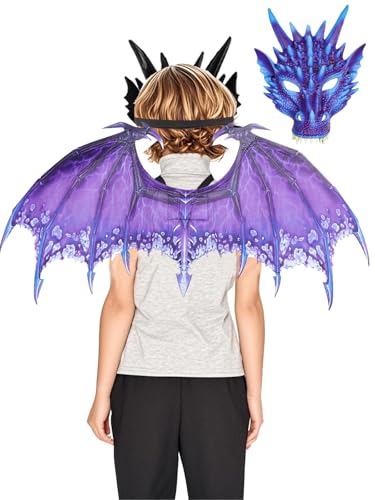 Jackolume Drachen-Kostüm-Zubehör für Kinder – Drachenflügel, Schwanz und Maske, Halloween-Dinosaurier-Nacht, Fury-Flügel, Cosplay-Requisiten, Party-Verkleiden für Jungen und Mädchen Jackolume Drachen-Kostüm-Zubehör für Kinder – Drachenflügel, Schwanz und Maske, Halloween-Dinosaurier-Nacht, Fury-Flügel, Cosplay-Requisiten, Party-Verkleiden für Jungen und Mädchen von Jackolume