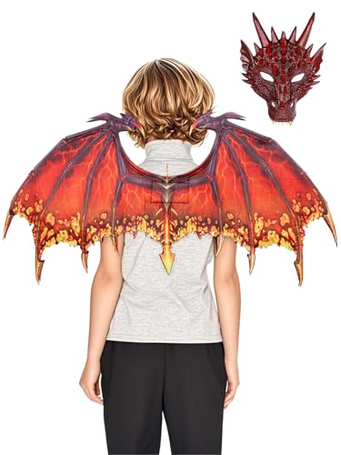 Jackolume Drachen-Kostüm-Zubehör für Kinder – Drachenflügel, Schwanz und Maske, Halloween-Dinosaurier-Nacht, Fury-Flügel, Cosplay-Requisiten, Party-Verkleiden für Jungen und Mädchen Jackolume Drachen-Kostüm-Zubehör für Kinder – Drachenflügel, Schwanz und Maske, Halloween-Dinosaurier-Nacht, Fury-Flügel, Cosplay-Requisiten, Party-Verkleiden für Jungen und Mädchen von Jackolume