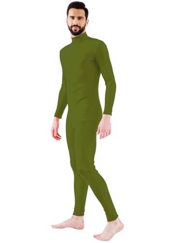 Jackolume Ganzkörperanzug für Herren und Damen, dehnbares Kostüm, Unisex, Erwachsene, Kinder, Zentai-Overall, langärmelig, Einteiler, Bodysuits ohne Kapuze, Füße, Hände für Halloween, Cosplay, Grün von Jackolume