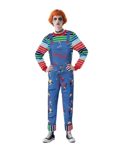 Jackolume Halloween Horror Killer Puppe Kostüm für Erwachsene Kinder Spiel Overall und gestreiftes Shirt Horror Movie Dress up Ghost Good Guys Cosplay Outfits Jackolume Halloween Horror Killer Puppe Kostüm für Erwachsene Kinder Spiel Overall und gestreiftes Shirt Horror Movie Dress up Ghost Good Guys Cosplay Outfits von Jackolume