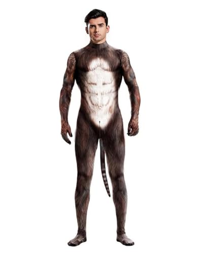 Jackolume Herren Halloween Tier Body mit Schwanz Pelzig 3D Druck Kostüm Ganzkörper Muskel Zentai Jumpsuit Erwachsene Petsuit Einteiler Cosplay Dress Up Party Jackolume Herren Halloween Tier Body mit Schwanz Pelzig 3D Druck Kostüm Ganzkörper Muskel Zentai Jumpsuit Erwachsene Petsuit Einteiler Cosplay Dress Up Party von Jackolume