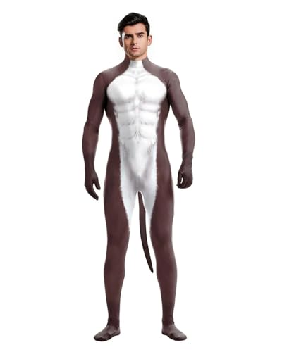 Jackolume Herren Halloween Tier Body mit Schwanz Pelzig 3D Druck Kostüm Ganzkörper Muskel Zentai Jumpsuit Erwachsene Petsuit Einteiler Cosplay Dress Up Party Jackolume Herren Halloween Tier Body mit Schwanz Pelzig 3D Druck Kostüm Ganzkörper Muskel Zentai Jumpsuit Erwachsene Petsuit Einteiler Cosplay Dress Up Party von Jackolume