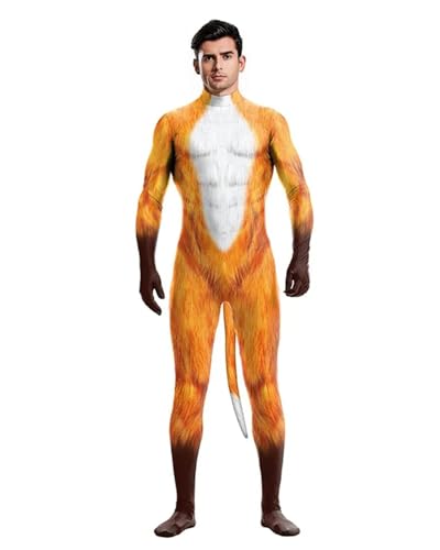 Jackolume Herren Halloween Tier Body mit Schwanz Pelzig 3D Druck Kostüm Ganzkörper Muskel Zentai Jumpsuit Erwachsene Petsuit Einteiler Cosplay Dress Up Party Jackolume Herren Halloween Tier Body mit Schwanz Pelzig 3D Druck Kostüm Ganzkörper Muskel Zentai Jumpsuit Erwachsene Petsuit Einteiler Cosplay Dress Up Party von Jackolume