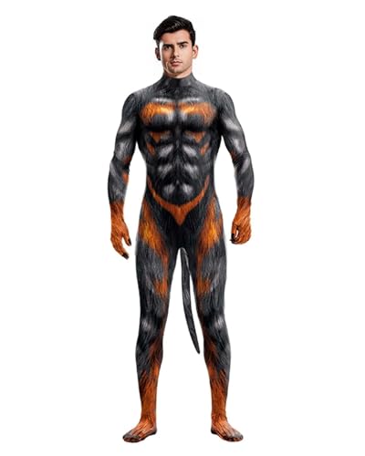 Jackolume Herren Halloween Tier Body mit Schwanz Pelzig 3D Druck Kostüm Ganzkörper Muskel Zentai Jumpsuit Erwachsene Petsuit Einteiler Cosplay Dress Up Party Jackolume Herren Halloween Tier Body mit Schwanz Pelzig 3D Druck Kostüm Ganzkörper Muskel Zentai Jumpsuit Erwachsene Petsuit Einteiler Cosplay Dress Up Party von Jackolume