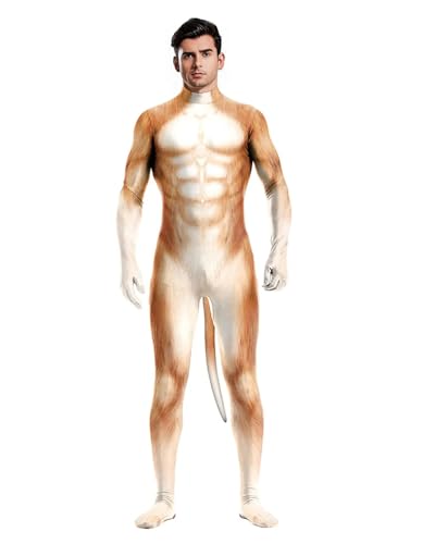 Jackolume Herren Halloween Tier Body mit Schwanz Pelzig 3D Druck Kostüm Ganzkörper Muskel Zentai Jumpsuit Erwachsene Petsuit Einteiler Cosplay Dress Up Party Jackolume Herren Halloween Tier Body mit Schwanz Pelzig 3D Druck Kostüm Ganzkörper Muskel Zentai Jumpsuit Erwachsene Petsuit Einteiler Cosplay Dress Up Party von Jackolume