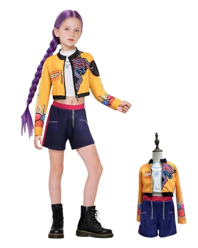 Jackolume Kpop Dämon Rumi Cosplay Kostüm für Kinder, Jäger Popsänger Rumi Idol Bühne Rollenspiel Outfits Halloween Dress Up für Frauen Mädchen von Jackolume