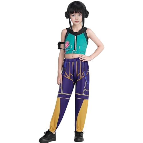 Jackolume Kpop Dämonen-Zoey-Cosplay-Kostüm für Kinder, Jäger-Pop-Sänger Zoey Idol Bühne Rollenspiel Outfits Halloween Dress Up für Frauen Mädchen von Jackolume