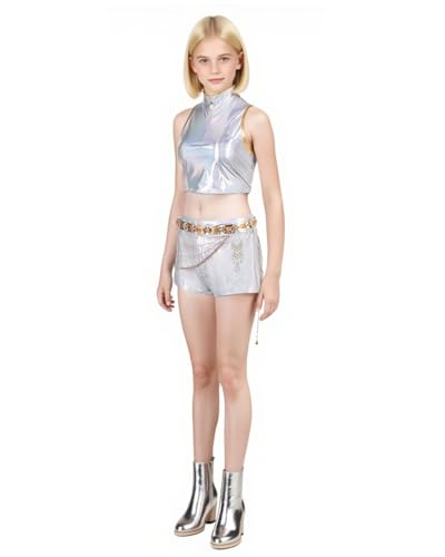 Jackolume Kpop Super Star Rumi Cosplay Kostüm für Kinder, Kpop Jäger Kostüm Rumi Idol Bühne Outfits Halloween Cosplay Komplettes Set mit Zubehör für Mädchen von Jackolume