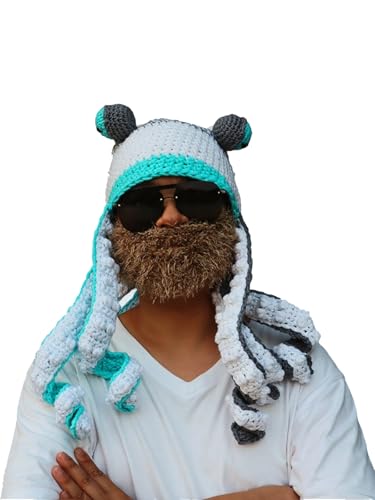 Jackolume Strickmütze Oktopus Hut für Erwachsene, Wikinger Oktopus Fantasy Hut Weiß Blau Herren Damen Halloween Hut Tintenfisch Regenbogen Jackolume Strickmütze Oktopus Hut für Erwachsene, Wikinger Oktopus Fantasy Hut Weiß Blau Herren Damen Halloween Hut Tintenfisch Regenbogen von Jackolume