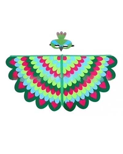 Jackolume Vogelflügel-Kostüm, Schal für Kinder, grüner Pfau, Verkleidung mit Vogelmaske, buntem Dschungelvogel, Filz, Kostüm, Umhang, Halloween, Partyzubehör von Jackolume