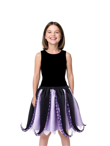 Kinder Oktopus-Ursula-Rock-Kostüm, lila-schwarz, Tintenfisch, Meerhexe, Kostüm, Mädchen, Tentakel, Tutu, Rock, Halloween, Tintenfisch, Cosplay, Party Kinder Oktopus-Ursula-Rock-Kostüm, lila-schwarz, Tintenfisch, Meerhexe, Kostüm, Mädchen, Tentakel, Tutu, Rock, Halloween, Tintenfisch, Cosplay, Party von Jackolume
