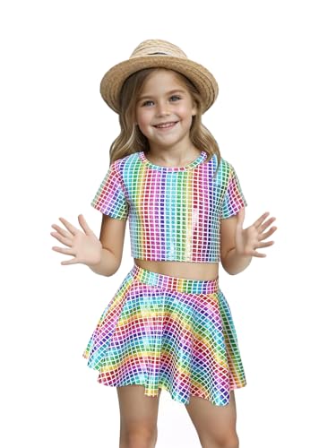 Mädchen 70er 80er Jahre Disco-Kostüm, Halloween, Kinder, metallischer Rock, glänzend, glitzernd, Party-Kostüm, Pop-King-Tanz-Stern, bunte Pailletten, Disco-Kostüm, MJ Dance Fancy Dress Mädchen 70er 80er Jahre Disco-Kostüm, Halloween, Kinder, metallischer Rock, glänzend, glitzernd, Party-Kostüm, Pop-King-Tanz-Stern, bunte Pailletten, Disco-Kostüm, MJ Dance Fancy Dress von Jackolume