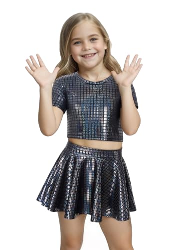 Mädchen 70er 80er Jahre Disco-Kostüm, Halloween, Kinder, metallischer Rock, glänzend, glitzernd, Party-Kostüm, Pop-King-Tanz-Stern, schwarze Pailletten, Disco-Kostüm, MJ Dance Verkleidung Mädchen 70er 80er Jahre Disco-Kostüm, Halloween, Kinder, metallischer Rock, glänzend, glitzernd, Party-Kostüm, Pop-King-Tanz-Stern, schwarze Pailletten, Disco-Kostüm, MJ Dance Verkleidung von Jackolume