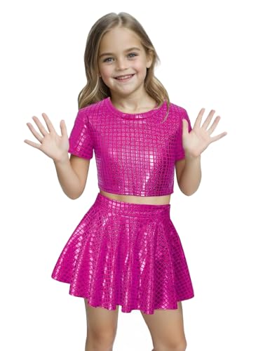 Mädchen 70er 80er Jahre Disco-Kostüm, Halloween, Kinder, metallischer Rock, glänzend, glitzernd, Party-Kostüm, Pop-König, Tanz, Stern, Rose, Pailletten, Disco-Kostüm, MJ Dance Verkleidung Mädchen 70er 80er Jahre Disco-Kostüm, Halloween, Kinder, metallischer Rock, glänzend, glitzernd, Party-Kostüm, Pop-König, Tanz, Stern, Rose, Pailletten, Disco-Kostüm, MJ Dance Verkleidung von Jackolume