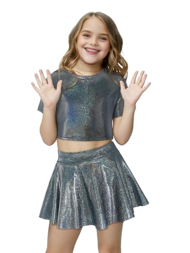 Mädchen 70er 80er Jahre Disco-Kostüm, Halloween, Kinder, metallischer Rock, glänzend, glitzernd, Party-Kostüm, grau, Pop-King-Tanz, Superstar MJ Pailletten, Disco-Kostüm, Verkleidung Mädchen 70er 80er Jahre Disco-Kostüm, Halloween, Kinder, metallischer Rock, glänzend, glitzernd, Party-Kostüm, grau, Pop-King-Tanz, Superstar MJ Pailletten, Disco-Kostüm, Verkleidung von Jackolume