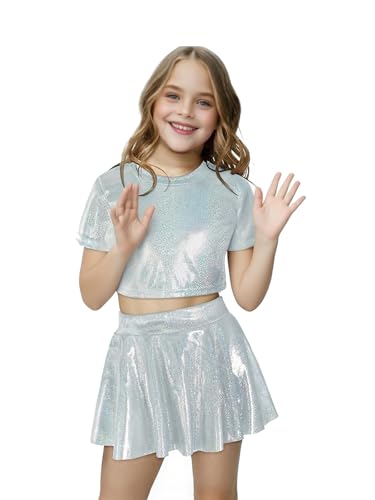 Mädchen 70er 80er Jahre Disco-Kostüm, Halloween, Kinder, metallischer Rock, glänzend, glitzernd, Party-Kostüm, silberfarben, Pop-King-Tanz-Superstar MJ Pailletten, Disco-Kostüm, Verkleidung Mädchen 70er 80er Jahre Disco-Kostüm, Halloween, Kinder, metallischer Rock, glänzend, glitzernd, Party-Kostüm, silberfarben, Pop-King-Tanz-Superstar MJ Pailletten, Disco-Kostüm, Verkleidung von Jackolume
