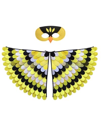 Oriole Vogelflügel-Kostüm für Kinder, Oriole Halloween Dress Up mit Filzmaske, Filzfedern, Vogelschal, Tier-Rollenspiel-Kostüm, Partyzubehör Oriole Vogelflügel-Kostüm für Kinder, Oriole Halloween Dress Up mit Filzmaske, Filzfedern, Vogelschal, Tier-Rollenspiel-Kostüm, Partyzubehör von Jackolume