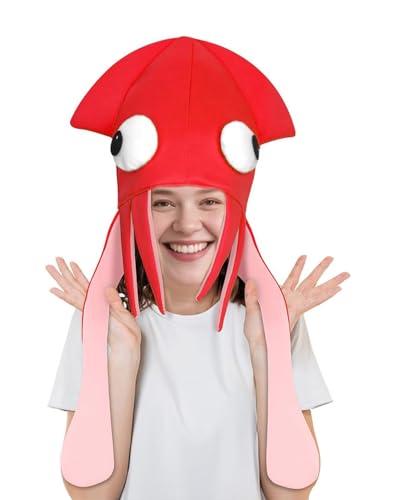Tintenfisch-Hut für Kinder und Erwachsene, Unisex, Tier-Oktopus-Kappe, Kostüm, Jungen und Mädchen, Meerestierhut, Halloween, tropische Fischkappe von Jackolume