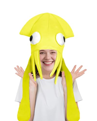 Tintenfisch-Hut für Kinder und Erwachsene, Unisex, Tier-Oktopus-Kappe, Kostüm, Jungen und Mädchen, Meerestierhut, Halloween, tropische Fischkappe Tintenfisch-Hut für Kinder und Erwachsene, Unisex, Tier-Oktopus-Kappe, Kostüm, Jungen und Mädchen, Meerestierhut, Halloween, tropische Fischkappe von Jackolume