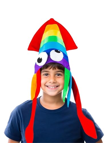 Tintenfisch-Hut für Kinder und Erwachsene, Unisex, Tier-Oktopus-Kappe, Kostüm, Jungen und Mädchen, Meerestierhut, Halloween, tropische Fischkappe von Jackolume