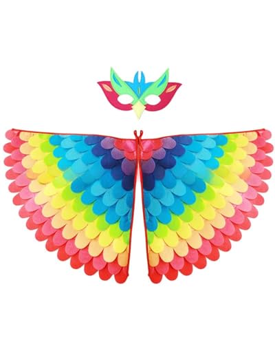 Vogelflügel-Kostüm für Kinder, Phönix-Vogel, Halloween-Kostüm mit Filzmaske, Filz-Fieder-Vogel-Schal, Tier-Rollenspiel-Kostüm, Partyzubehör Vogelflügel-Kostüm für Kinder, Phönix-Vogel, Halloween-Kostüm mit Filzmaske, Filz-Fieder-Vogel-Schal, Tier-Rollenspiel-Kostüm, Partyzubehör von Jackolume