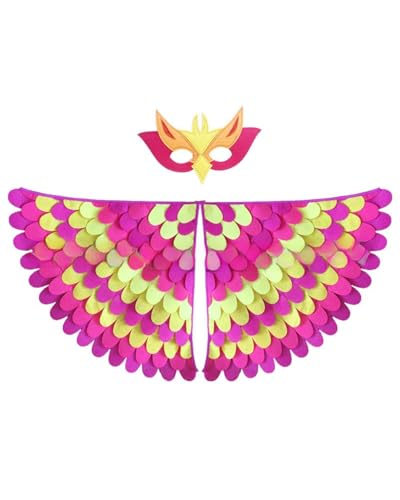 Vogelflügel-Kostüm für Kinder, Phönix-Vogel, Halloween-Kostüm mit Filzmaske, Filz-Fieder-Vogel-Schal, Tier-Rollenspiel-Kostüm, Partyzubehör Vogelflügel-Kostüm für Kinder, Phönix-Vogel, Halloween-Kostüm mit Filzmaske, Filz-Fieder-Vogel-Schal, Tier-Rollenspiel-Kostüm, Partyzubehör von Jackolume