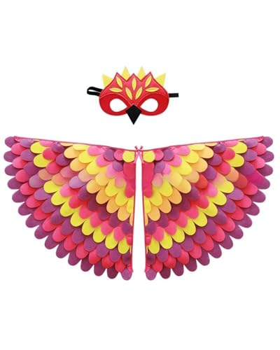 Vogelflügel-Kostüm für Kinder, Phönix-Vogel, Halloween-Kostüm mit Filzmaske, Filz-Fieder-Vogel-Schal, Tier-Rollenspiel-Kostüm, Partyzubehör Vogelflügel-Kostüm für Kinder, Phönix-Vogel, Halloween-Kostüm mit Filzmaske, Filz-Fieder-Vogel-Schal, Tier-Rollenspiel-Kostüm, Partyzubehör von Jackolume