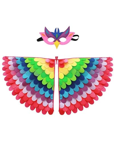 Vogelflügel-Kostüm für Kinder, Phönix-Vogel, Halloween-Kostüm mit Filzmaske, Filz-Fieder-Vogel-Schal, Tier-Rollenspiel-Kostüm, Partyzubehör Vogelflügel-Kostüm für Kinder, Phönix-Vogel, Halloween-Kostüm mit Filzmaske, Filz-Fieder-Vogel-Schal, Tier-Rollenspiel-Kostüm, Partyzubehör von Jackolume
