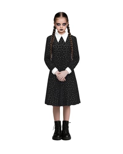 Wednesday-Kostüm für Kinder, Mädchen, Addams, schwarzes Gothic-Kleid, Halloween, Addams, berühmtes Kostüm, Cosplay, Outfits, Partyverkleidungen Wednesday-Kostüm für Kinder, Mädchen, Addams, schwarzes Gothic-Kleid, Halloween, Addams, berühmtes Kostüm, Cosplay, Outfits, Partyverkleidungen von Jackolume