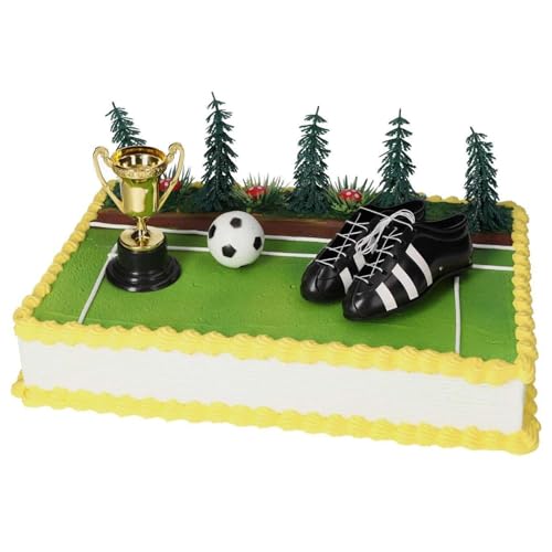 Cake Company Motivtorte Fußball Schuh mit Pokal & Schuhen | Torte Dekoration Set mit Ball, Pokal, Fußballschuh & Bäumen | Perfekt für Kindergeburtstage & Fußball-Motto-Partys von Jacobi Decor