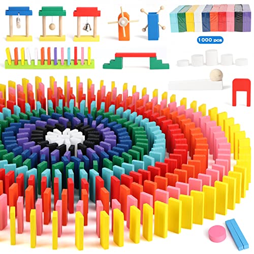 Jacootoys 1000 Stücke Domino Set für Kinder, Bunte hölzerne Bausteine Bulk Racing Fliesen Spiele, pädagogische Domino Rallye Kits mit Aufbewahrungstasche und Box Jacootoys 1000 Stücke Domino Set für Kinder, Bunte hölzerne Bausteine Bulk Racing Fliesen Spiele, pädagogische Domino Rallye Kits mit Aufbewahrungstasche und Box von Jacootoys