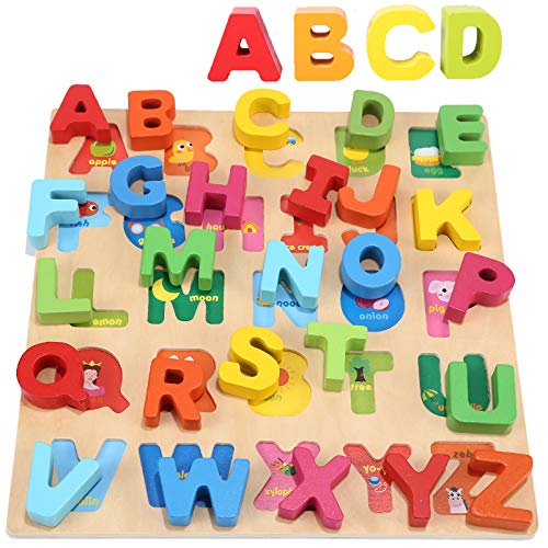 Jacootoys Holz Alphabet Puzzle Englischen ABC Großbuchstaben Grosse Bunte Buchstaben Lernspielzeug Montessori Pädagogisches Spielbrett für Kinder Mädchen Jungen ab 3 Jahre Jacootoys Holz Alphabet Puzzle Englischen ABC Großbuchstaben Grosse Bunte Buchstaben Lernspielzeug Montessori Pädagogisches Spielbrett für Kinder Mädchen Jungen ab 3 Jahre von Jacootoys