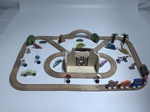 Jacootoys Holz-Dinosaurier-Eisenbahnschienen-Set Magnetische Züge von Jacootoys