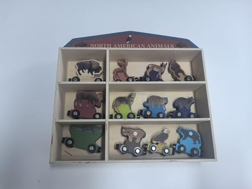 Jacootoys Holztiere-Zugspielzeugset mit Aufbewahrungsbox (12er-Pack) von Jacootoys