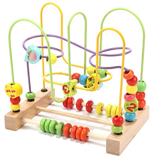 Jacootoys Motorikschleife aus Holz Roller Coaster Holzspielzeug Beweglich Lernspiel Bead Maze Babys Spielzeug für Kinder von Jacootoys