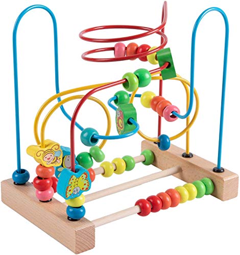 Jacootoys Motorikschleife aus Holz Tier Holzspielzeug mit DREI verschiedenen Schleifen Roller Coaster Motorik Maze Spielzeug für Kinder von Jacootoys