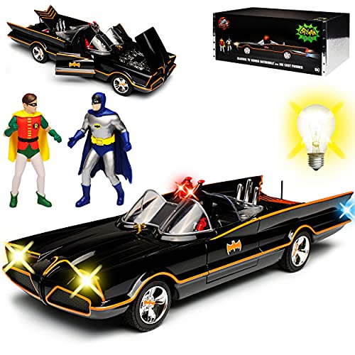 Batmobil Classic TV Serie mit LED Licht und 2 Figuren Batman und Robin 1/18 Jada Modell Auto von Jada Toys