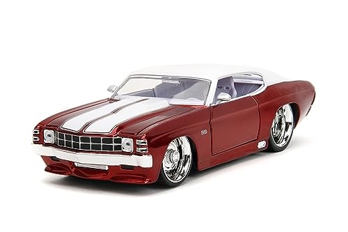 Big Time Muscle 1:24 1971 Chevy Chevelle Druckguss-Auto, Spielzeug für Kinder und Erwachsene (rot/weiß) von Jada Toys