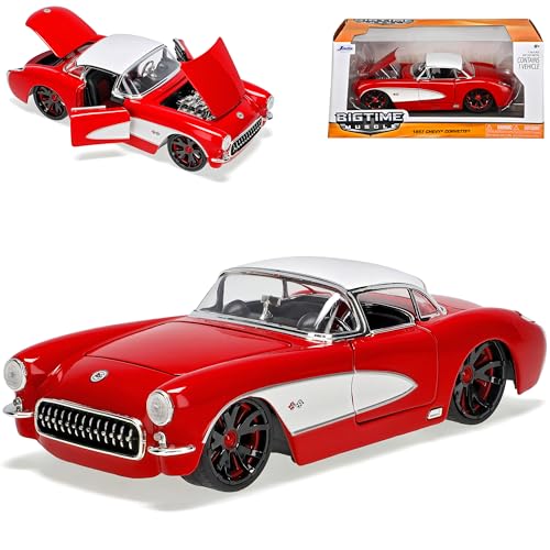 Chevrolet Corvette C1 Coupe Rot mit Weiss 1953-1962 1/24 Jada Modell Auto von Jada Toys