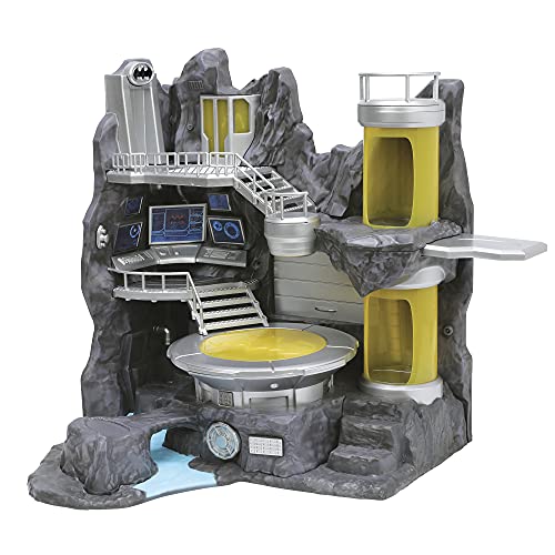 DICKIE 253219001 Batman Batthuelle mit 6 Metall-Nanofiguren und 1 mittelgroße Figur, Plattform mit Licht, Schiebetüren, geeignet für Kinder ab 5 Jahren, Keine Angaben, One Size von DICKIE