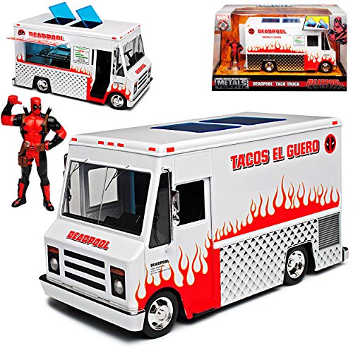 Deadpool Taco Truck Marvel mit Figur Transporter 1/24 Jada Modell Auto mit individiuellem Wunschkennzeichen Deadpool Taco Truck Marvel mit Figur Transporter 1/24 Jada Modell Auto mit individiuellem Wunschkennzeichen von Jada Toys