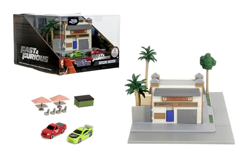 Jada Toys Fast and Furious Toretto's Market & Cafe (18x13 cm) - Nano-Diorama inkl. 2 Modellautos aus Metall (Mitsubishi Eclipse & Ford F-150 SVT Lightning), Fast and Furious Fanartikel ab 8 Jahre Jada Toys Fast and Furious Toretto's Market & Cafe (18x13 cm) - Nano-Diorama inkl. 2 Modellautos aus Metall (Mitsubishi Eclipse & Ford F-150 SVT Lightning), Fast and Furious Fanartikel ab 8 Jahre von Jada Toys