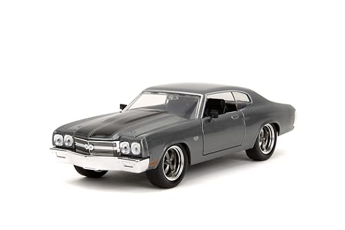 Fast & Furious 1:24 1970 Chevy Chevelle SS Druckguss-Auto, Spielzeug für Kinder und Erwachsene (Grau) von Jada Toys