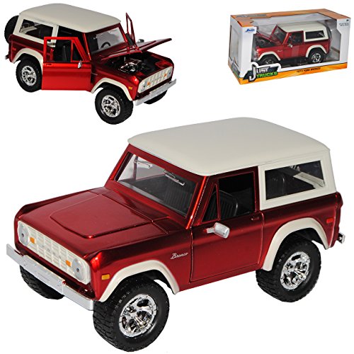 Ford Bronco Rot Metallic mit Beige 1. Generation 1966-1977 1/24 Jada Modell Auto von Jada Toys