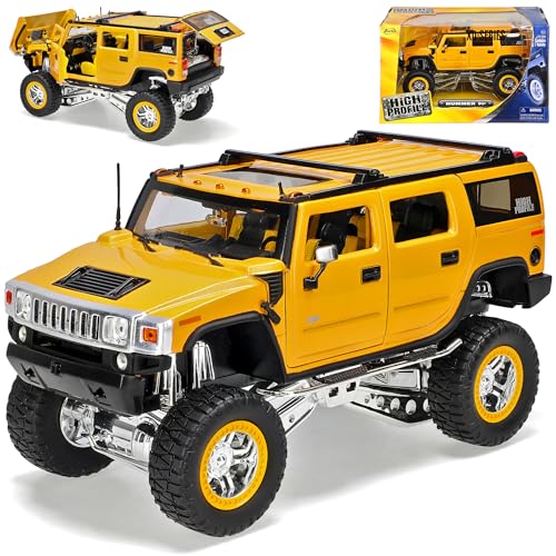 Jada Toys Hummer H2 H 2 SUV Van Gelb High Profile 1/24 Modellauto Modell Auto, Neu und OVP, Metall mit Plastikteilen, Größe ca 18 cm, Kid, Little Kid von Jada Toys