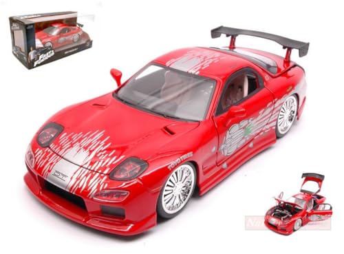 JADA TOYS JADA98338 DOM'S MAZDA RX-7 FAST & FURIOUS 8 RED 1:24 DIE CAST MODEL von New