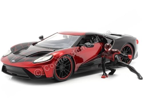 Jada 31190 Hollywood Rides 1:24 2017 Ford GT With Miles Morales Figur, schwarz und rot von Jada Toys